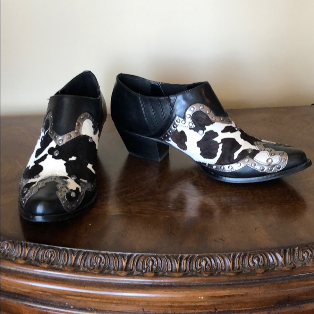Cowhide ankle boots